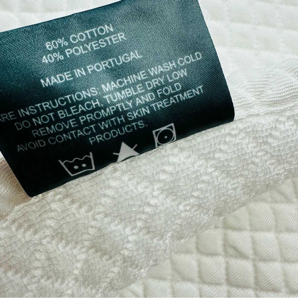 Portugal Collection European Fine Linen Pillow Sham White Textured Standard Size